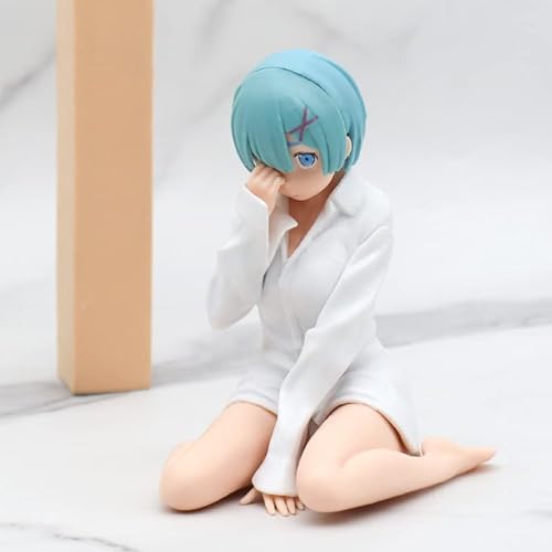 Gooyeh Remu Anime-Figuren Weißes Hemd Mädchen sitzende Figur Statue Binäre Auto Ornamente PVC-Figuren Tischdekoration Sammlerstücke Geschenke für Fans von Gooyeh