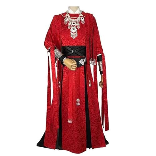 Gooyeh Tian Guan Ci Fu Cosplay Kostüm Hua Cheng Anime Cosplay Chinesisch Antike Kostüm Hanfu Männer und Frauen Cosplay Rote Robe Hua Cheng Kompletter Satz Kostüme von Gooyeh