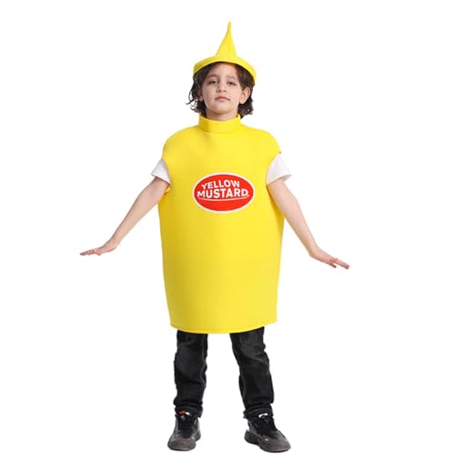 Gooyeh Unisex Ketchup und Senf Cosplay Kostüm-Halloween Funny Food Anzug Liebhaber Kostüm, Mardi Gras Party Kostüme,Bühnenaufführungs-Kostüme für Jungen und Mädchen von Gooyeh