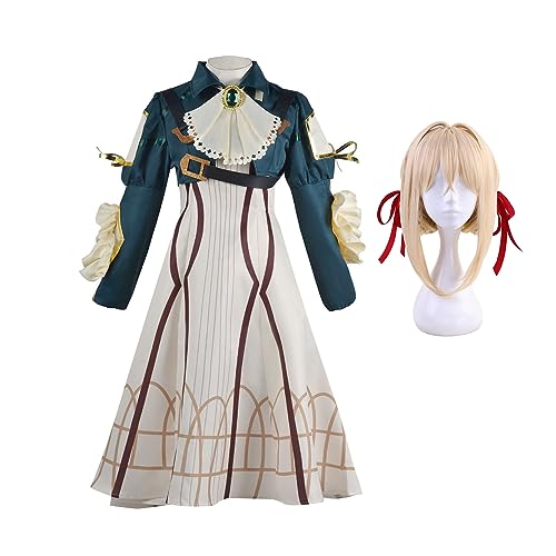 Gooyeh Violet Evergarden Cosplay Vollkostüm Anime Charakter Cosplay Damen Cosplay mit Perücke Set Comic Con Bühnenauftritt Halloween Cosplay Kostüm von Gooyeh