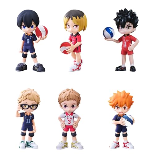 Haikyuu Figuren 6PCS Hinata Shoyo/Kuroo Tetsurou/Tobio Kageyama Figuren-Set Modellspielzeug Haikyuu Action Figures Charakter Modell Desktop Dekoration Geschenk 9CM von Gooyeh