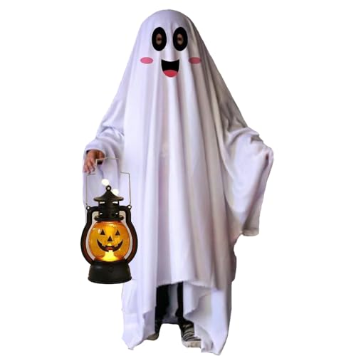 Halloween Geister Kostüm, Weißes Gespenst Kostüm, Geisterkostüm Cosplay, Kürbis Laterne Halloween Ghost Costume Gespenst Cosplay für Cosplay Karneval Halloween Fasching Kostüm Party von Gooyeh