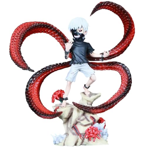 Kaneki Ken Figure Tokyo Ghoul Anime Kaneki Ken Action Figure Auswechselbare Köpfe aus PVC Kampfformat mit Boden Animationen Modell Dekoration Sammlerstücke 18CM von Gooyeh