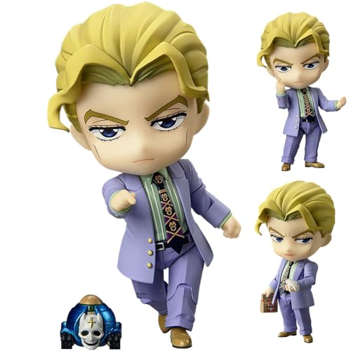 Kira Yoshikage Figur Anime Action Figure JJBA Kira Yoshikage Figure Auswechselbare Köpfe und Zubehör PVC Model Statue Auto Skulptur Desktop-Dekoration Sammlerstück für Fans 10cm von Gooyeh