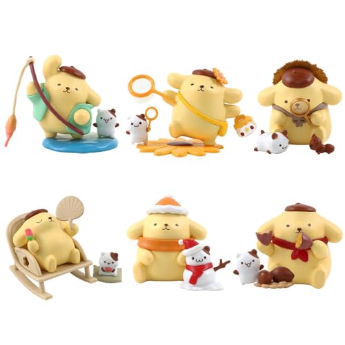 Mini Figuren, 6 Stück Kuchen Deko, Sammelfigur, Pudding Dog Figur, Niedlicher Pudding Dog Ornament, Cartoon Peripheriegerät, Auto-Dekorationen, Schöne Geschenke, 6CM von Gooyeh