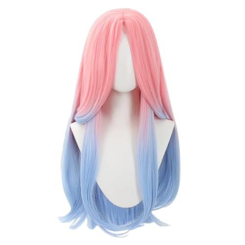 Mizi Cosplay-Kostüm, blau-rosa Perücke für Damen, Anime-Mizi-Outfits, Röcke, Gürtel, Handschuhe, Socken, Halloween, Karneval, Party, Verkleidungskostüm von Gooyeh