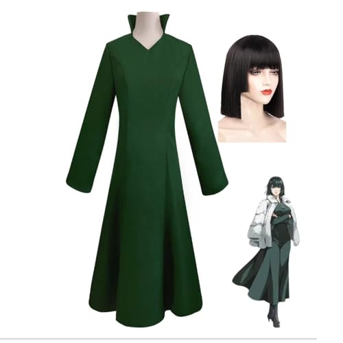 One Punch Man Cospay Hellish Blizzard Cosplay Kostüm für Frauen Grüner Rock Anime Cosplay Outfit Halloween Kostüm Comic Con Karneval Party Uniform von Gooyeh