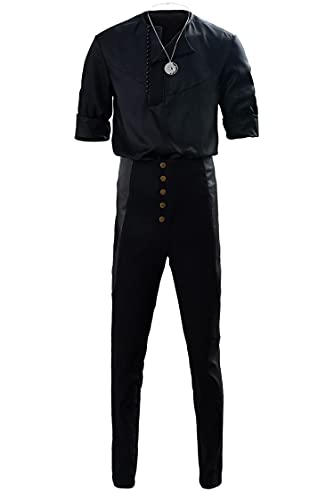 Gosbeliy Herren Geralt Cosplay Kostüm Erwachsene Geralt of Rivia Verkleidung Hexe Casual Uniform Schwarz, Schwarz, L von Gosbeliy