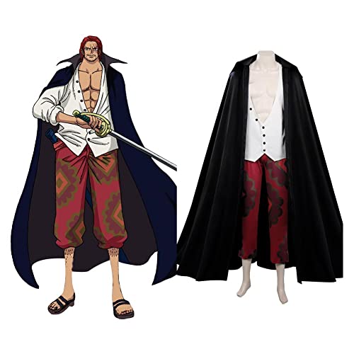 Gosbeliy Red Shanks Cosplay Kostüm Uniform Outfits Red Hair Shanks Cosplay Halloween Karneval Suit Set-M von Gosbeliy