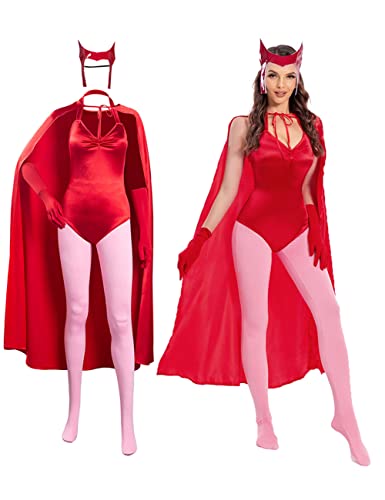 Wanda Maximoff Kostüm für Damen, Halloween, rote Hexe, Cosplay, Umhang, Outfits, Größe L von Gosbeliy