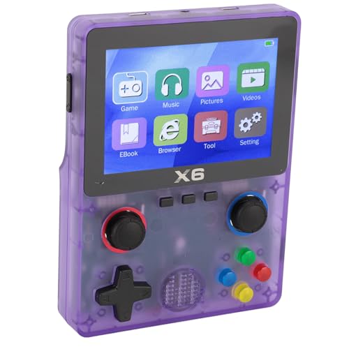 Goshyda Retro-Handheld-Spielekonsole, X6-Handheld-Spielekonsole, Unterstützt 11-Emulator, 3,5-Zoll-HD-IPS-Display, Dual-3D-Rocker-Design, Unterstützt HDMI und TV-Ausgang (Transparentes von Goshyda