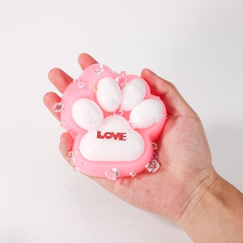 11cm Großes Squishy-Spielzeug mit Katzenpfote, Superweich Stressabbau-Squishy-Spielzeug Kawaii Sensorisches Katzenpfoten-Mochi-Spielzeug für Erwachsene (Rosa-Rote Liebesperle) von Gosknor