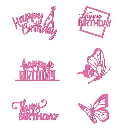 12stk Happy Birthday Kuchenaufsätze, Verspiegelter Acryl-Kuchenaufsatz Exquisite Seitliche Kuchendekorationen Happy Birthday Schild für Kuchendekorations-Zubehör-Set (Pink) von Gosknor