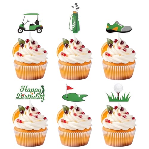 36stk Golf Cupcake Toppers Trophäe Golfball Schuhe Golfwagen Tasche Cupcake-Picker Golfsport-Themen-Geburtstagsparty-Zubehör für Babypartys und Geburtstagsfeiern von Gosknor