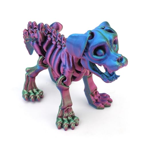 3D Gedruckter Hund, PLA 3D Gedrucktes Hundeskelett Abnehmbare 3D Gedruckte Tiere Flexibel Zappeltiere für Die Dekoration des Heimbüros Stressabbau (Rot, Grün, Blau) von Gosknor