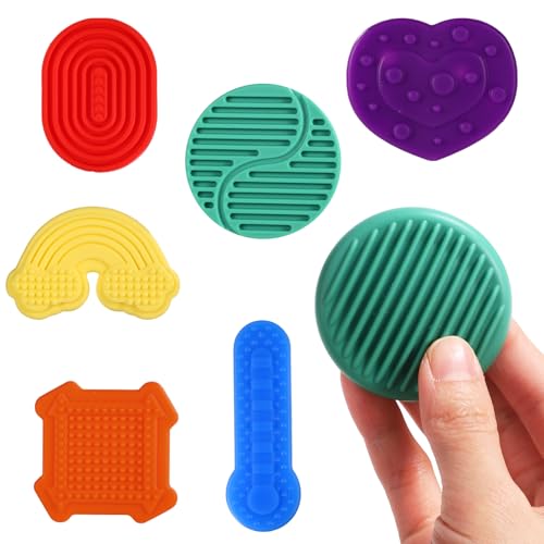 6 Stück Fidget Toys Sensory Stones, Bunte Sensorische Sorgensteine aus Silikon Leises Fidget Sensory Toys Weiche Strukturierte Sorgensteine Beruhigendes Spielzeug für Erwachsene Schüler von Gosknor