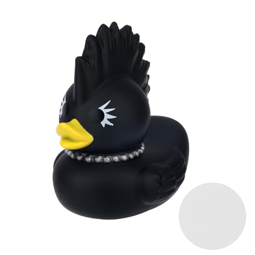 Einzigartige Dunkle Gummiente, 7,2cm Große Punk-Enten mit Doppelseitigem Klebeband Lustige Gotische Schwarze Gummiente Badespielzeug und Autodekor-Zubehör Geschenke Erwachsene(Rock Duck) von Gosknor