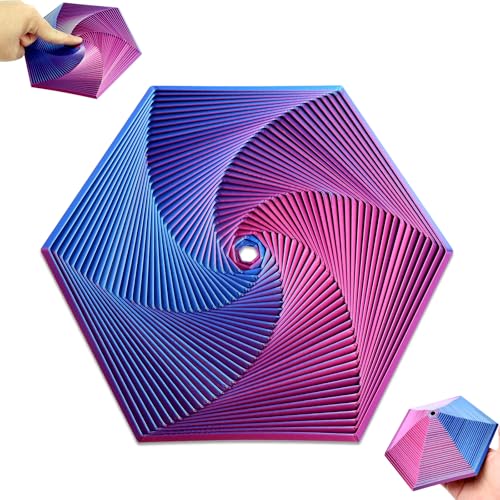 Fraktale Fidget Sechseck, 3D-Gedrucktes Hexagon-Zappelspielzeug Plastik-Zappelwürfel Lustiges Hexagon-Verzerrungs-Schreibtischspielzeug zur Stresslinderung (Lila Blau) von Gosknor