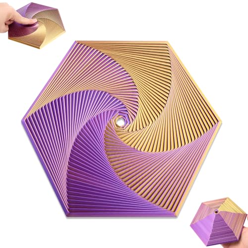 Fraktale Fidget Sechseck, 3D-Gedrucktes Hexagon-Zappelspielzeug Plastik-Zappelwürfel Lustiges Hexagon-Verzerrungs-Schreibtischspielzeug zur Stresslinderung (Lila Gold) von Gosknor