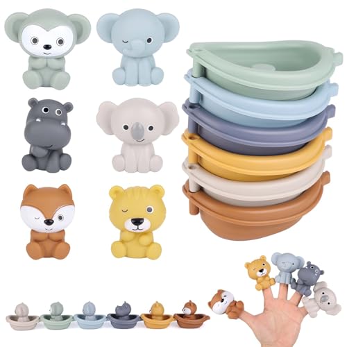 Gosknor 12 Stück Baby-Badespielzeug, Schwimmende Boote aus Weichem Silikon und Tierfingerpuppen Sicheres Badewannenspielzeug für Kleinkinder Lustiges Wasserspiel für Jungen und Mädchen Gosknor 12 Stück Baby-Badespielzeug, Schwimmende Boote aus Weichem Silikon und Tierfingerpuppen Sicheres Badewannenspielzeug für Kleinkinder Lustiges Wasserspiel für Jungen und Mädchen von Gosknor