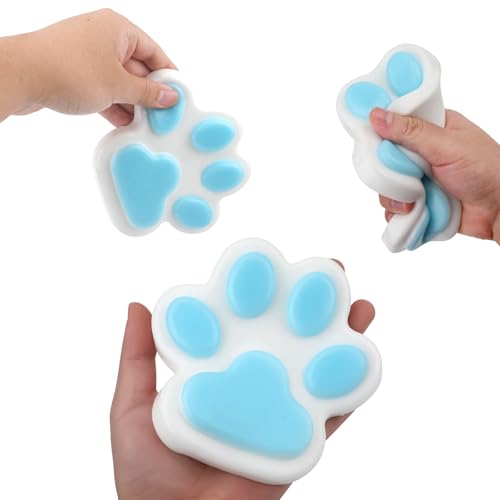 Gosknor Katzenpfoten Quetschspielzeug, 14cm Große Weiche Taba-Katzenpfote Kawaii Jelly Kitty Paw Entspannendes Zappelspielzeug mit Tieren für Kinder Jugendliche Erwachsene (Blau) von Gosknor