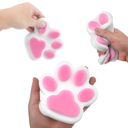 Gosknor Katzenpfoten Quetschspielzeug, 14cm Große Weiche Taba-Katzenpfote Kawaii Jelly Kitty Paw Entspannendes Zappelspielzeug mit Tieren für Kinder Jugendliche Erwachsene (Rosa) von Gosknor