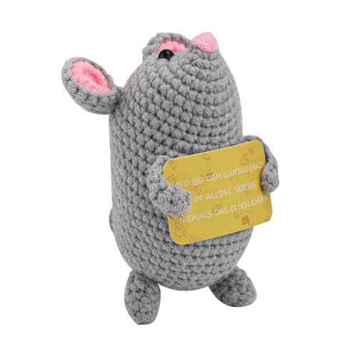 Gosknor Positive Mauspuppe, Positive Häkeltiere Positive Strickpuppe Positive Maus-Häkelpuppe Handgemachte Emotionale Aufmunterungsgeschenke Süße Maus-Häkelpuppe für Geburtstagsgeschenke von Gosknor