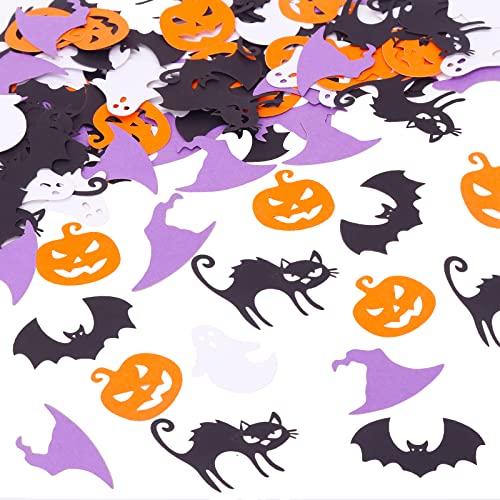 100 Stück Halloween Fledermaus Geist Papier Konfetti Kürbis Hexenhut Fledermaus Schwarze Katze Tisch Konfetti für Halloween Themen Geburtstag Babyparty Gruselige Fledermaus Geister Party Dekorationen von GotGala