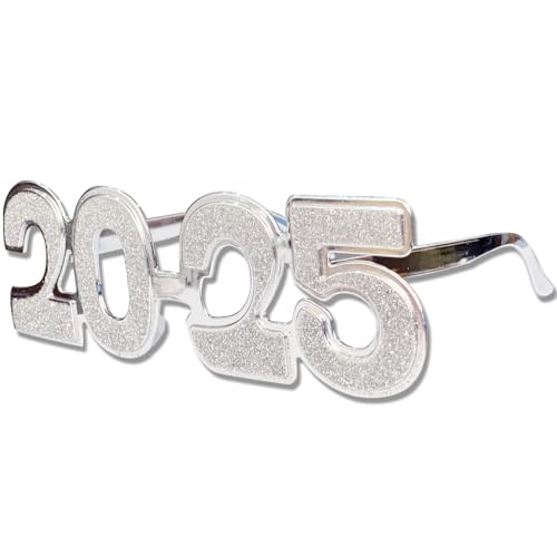 2023 Silvester Party Brille 2023 Silber Glitzer Happy New Year Brille für Silvester Party Feier Party Supplies By GotGala (Silber) von GotGala