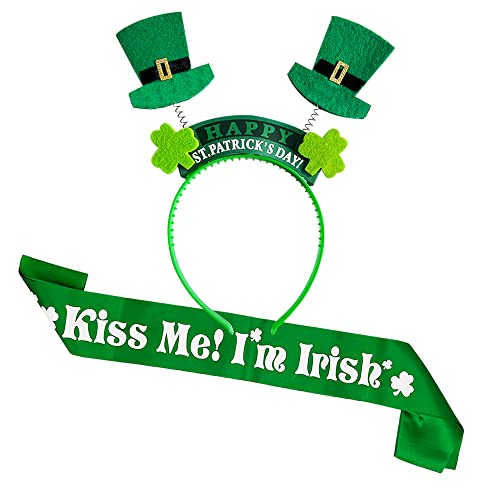 St. Patrick's Day Irish Shamrock Stirnband Hairhoop Kuss mich Ich bin Irish Flecken Scheme Shamrock Clover Brief gedruckter Schultergürtel für St. Patrick's Day Party Gefälligkeiten von GotGala