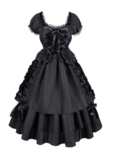 Damen Gothic Lolita Kleid, klassisch, geschichtet, Schnürung, Lolita-Kleid, Gothic-Kostüm, Cosplay-Kostüm von Gothden