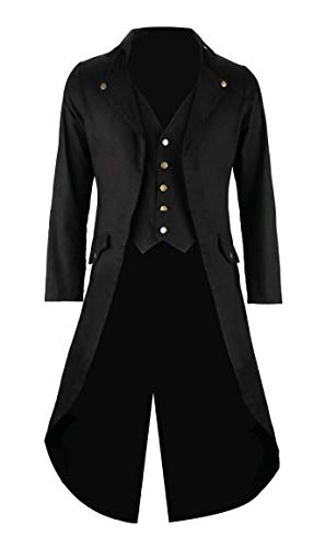 Herren-Jacke, Vintage-Stil, Gothic-Stil, viktorianischer Mantel, Uniform, Halloween-Kostüm - Schwarz - X-Small Herren-Jacke, Vintage-Stil, Gothic-Stil, viktorianischer Mantel, Uniform, Halloween-Kostüm - Schwarz - X-Small von Gothden