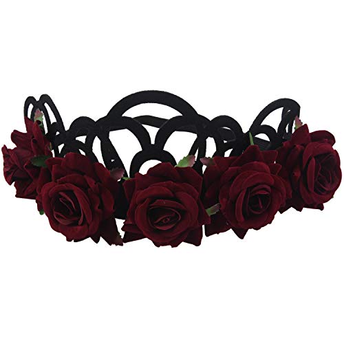 Gotoger Gotisch Stil Koenigin Schmuck Rot Rose Krone Kopfschmuck Stirnband Halloween Masquerade Kopfschmuck von Gotoger