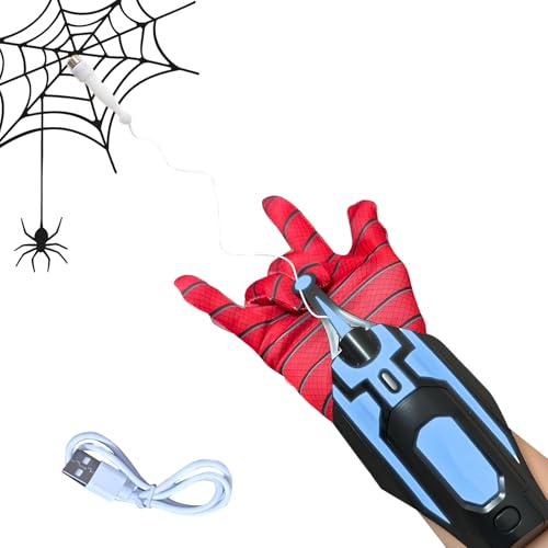 Spider Web Shooter 8 FT Spinnennetz Launcher Handschuh Handschuhe Automatische Seil Launcher Rollenspiel Spielzeug Web Launcher String Shooters Toy für Kinder mit USB Ladung von Gotrain