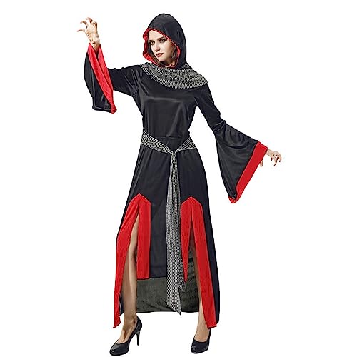 Erwachsenenkostüm für Herren und Damen, Teufel-Vampir-Kostüm, Hemd, Umhang, Outfit, Mittelalterliche Renaissance, viktorianisch, Gothic, Halloween, Cosplay, langer Umhang (Gothic-Robe, Einheitsgröße) von Goudyna