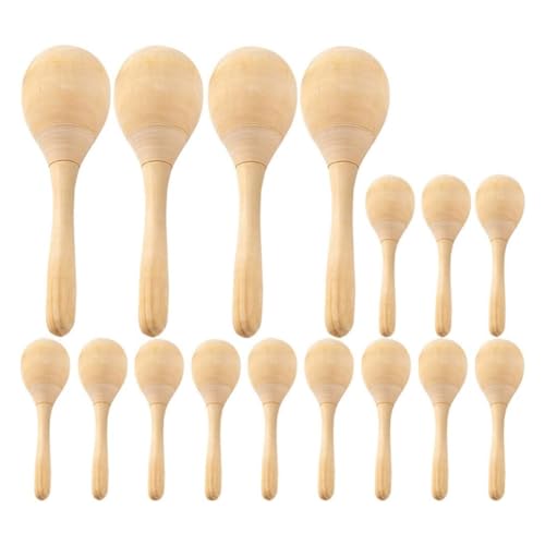 Goufride 12 Stück Unlackierte Hölzerne Maracas, Rohholz, Rumba-Shaker, Rassel, Orff-Handpercussion-Musikinstrument für Erwachsene und Kinder von Goufride