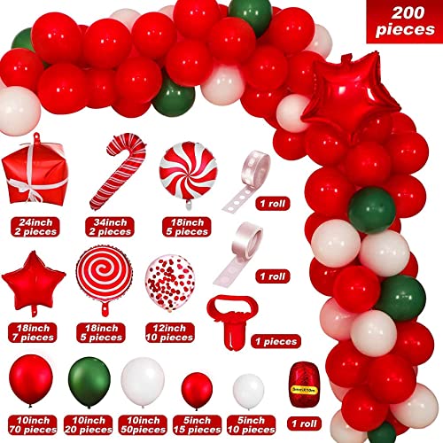 Goufride 202-Teiliges Weihnachtslatex-Aluminiumfolien-Ballonketten-Set Neujahrsthema Urlaub Dekoration Geschenk Hintergrunddekoration von Goufride