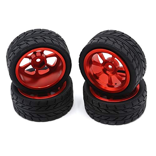 Goufride 65Mm Metallfelge + Gummireifen mit Grip Reifen für 144001 A959 A959-B 124019 124018 RC Autoteile, Rot von Goufride