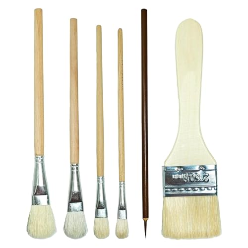 Goufride 6er-Pack Malpinsel, Keramik-Glasurpinsel, Aquarell-Wollpinsel-Set, Töpferwerkzeuge, Geeignet für Schüler, Erwachsene, Einfache Installation von Goufride