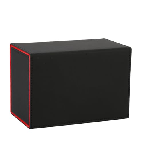 Goufride Kartenspielbox, Premium-Kartenbox mit Aufklappbarem Würfelfach, Aufbewahrungsbox für Kartenspiele für Sportspielkarten, Langlebig, Schwarz + Rot von Goufride