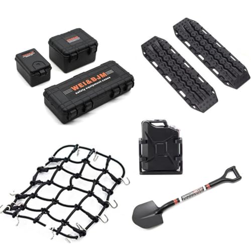 Goufride Universal 8 Teile/Satz Simulierte Dekoration Koffer Gepäcknetz Schaufel für TRX4 SCX10 90046 1/10 RC Auto Ersatzteile Zubehör Orange von Goufride