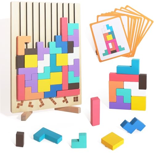 Holzpuzzle Tetris,Montessori Spielzeug ab 3 Jahre,Lernspielzeug,Intelligenz Jigsaw,Stapelpuzzle Spielzeug,3D Bunt Tetris Blöcke Stapelspiel mit Halterung, Geschenk für Jungen und Mädchen Holzpuzzle Tetris,Montessori Spielzeug ab 3 Jahre,Lernspielzeug,Intelligenz Jigsaw,Stapelpuzzle Spielzeug,3D Bunt Tetris Blöcke Stapelspiel mit Halterung, Geschenk für Jungen und Mädchen von Goujfol