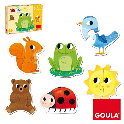 Goula 53173 6 Puzzles in Tierform, 2 Teile, Mehrfarbig, one Size von Goula