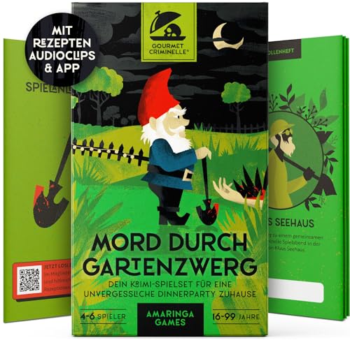 Gourmet Criminelle® | 4 bis 6 Personen | Krimidinner für zuhause | Mysteriöses Krimispiel für Deine Dinnerparty [Mord durch Gartenzwerg] von Gourmet Criminelle