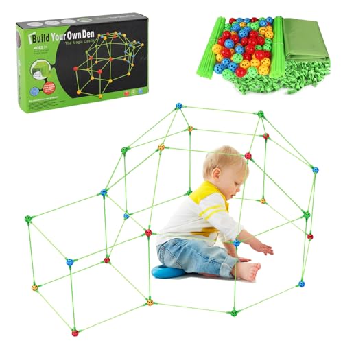 Goviox 356 Stück DIY Höhle Kinder Konstruktionsspielzeug, DIY Zelt Spielzeug, Konstruktionsspielzeug, Play Tent, Spielzelt, Kinder Outdoor Spielzeug, Höhle Bauen Kinder Bauspielzeug für Junge Mädchen von Goviox