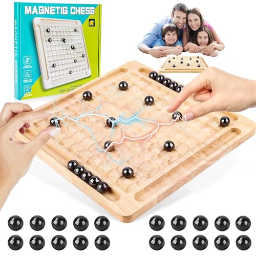 Goviox Magnetisches Schachspiel, Magnetisches Kinderschachspielzeug, Magnetic Schachspiel aus Holz, Tragbares Schachbrett für Familientreffen und Camping, Magnetic Schachspiel für Kinder & Erwachsene von Goviox