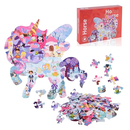 Goviox Tierische Puzzleteile, Besondere Puzzle für Kinder, Jigsaw Puzzle 60 Teile, Witzig Kinderpuzzle Geschenk, Kinderpuzzle Geschenk für Jungen Mädche ab 5-12 Jahren (Einhorn) von Goviox