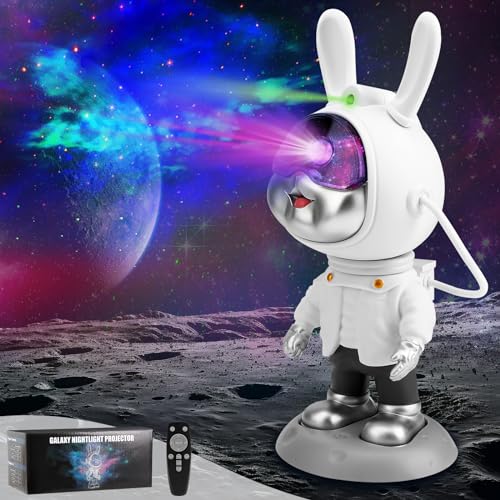 Gowkeey Astronauta Galaxy Projector, Kaninchen Astronaut Sternenhimmel Projektor, LED Spaceman Galaxy Star Nachtlicht, Astronaut Projektor, LED Projektor lampe, für Schlafzimmer Heimkino von Gowkeey
