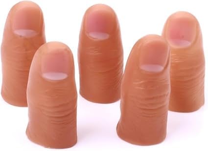 5 Stück harte Daumenspitze Finger Fake Magic Tricks Close Up Magic Appear Vanish Magic Fake Finger Trick Requisiten für Magier Neuheit Zubehör von Gowxs