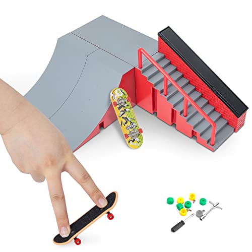 Finger Skateboards, Mini Skateboard Rampen Set Fingerboard Skateboard Parks Kit Finger Skateboard mit Ramp Deck Track Finger Skate Board Rampe Ultimative Sporttraining Requisiten für Kinder - B von Gr8ware